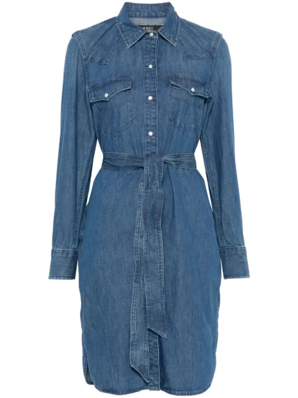 Lauren Ralph Lauren blue denim shirt dress with belt